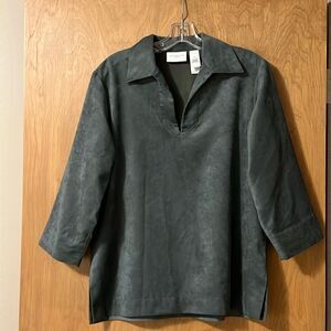 Liz Claiborne 3/4 Length Micro Suede Tunic Blouse